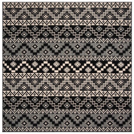 Safavieh 6 ft. 7 in. x 6 ft. 7 in. Veranda Square Power Loomed Area Rug Black & Beige VER095-0421-7SQ